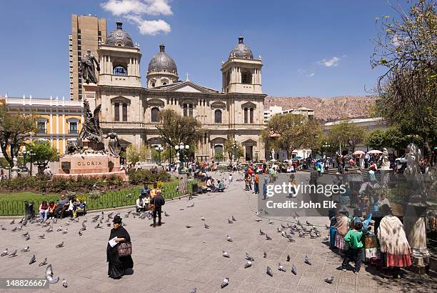 cathedral on plaza murillo. - la paz stock pictures, royalty-free photos & images