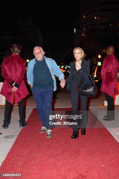 Nelson Peltz and Claudia Peltz are seen on May 07, 2023 in Miami, Florida.