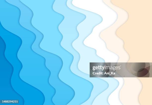 ilustraciones, imágenes clip art, dibujos animados e iconos de stock de fondo abstracto con olas - papel recortado