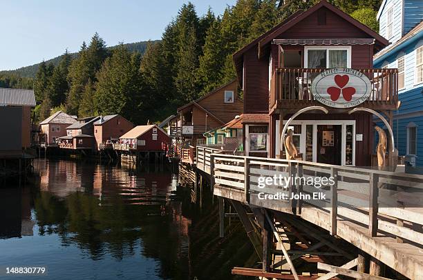 creek street on ketchikan creek. - ketchikan stock pictures, royalty-free photos & images