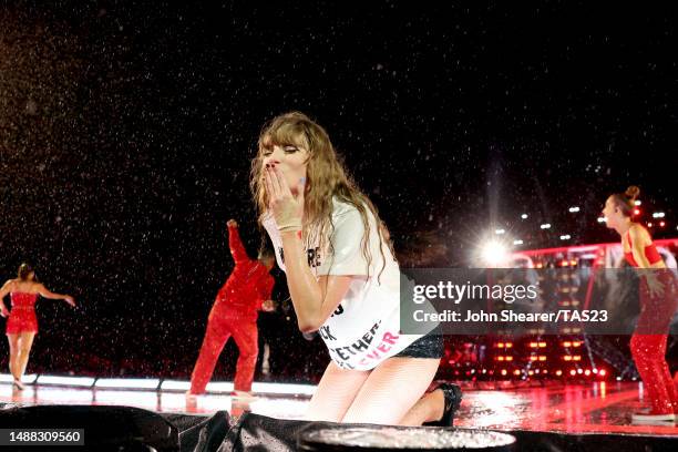 Taylor Swift performs onstage for night three of Taylor Swift | The Eras Tour at Nissan Stadium on May 07, 2023 in Nashville, Tennessee.