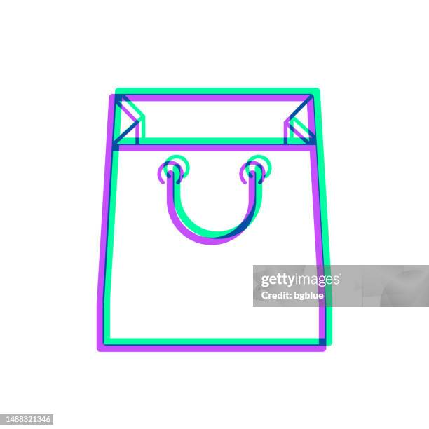 stockillustraties, clipart, cartoons en iconen met shopping bag. icon with two color overlay on white background - goodie bag