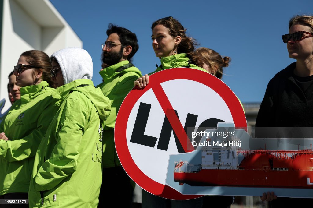 Demonstrators Protest Against New LNG Terminal Planned For Ruegen Island