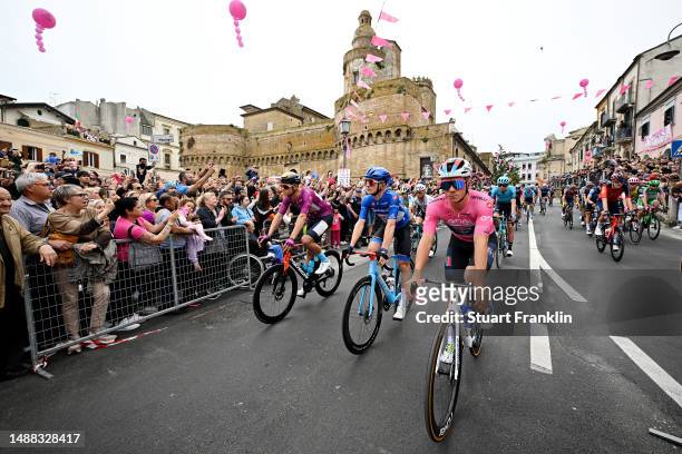 Jonathan Milan of Italy and Team Bahrain - Victorious - Purple Points Jersey, Paul Lapeira of France and AG2R Citroën Team - Blue Mountain Jersey,...