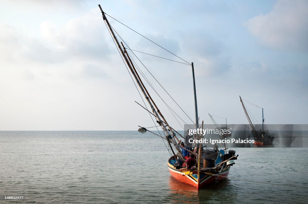 Fishing boats at sea.