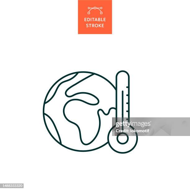 global warming line icon with editable stroke. the icon is suitable for web design, mobile apps, ui, ux, and gui design. - kyoto protocol stock illustrations