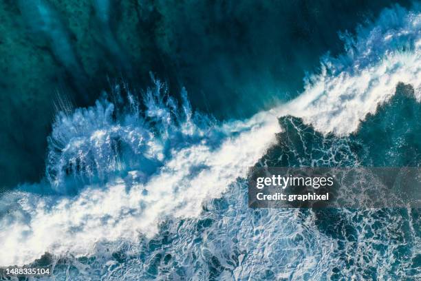 aerial drone view of waves - sea stock pictures, royalty-free photos & images