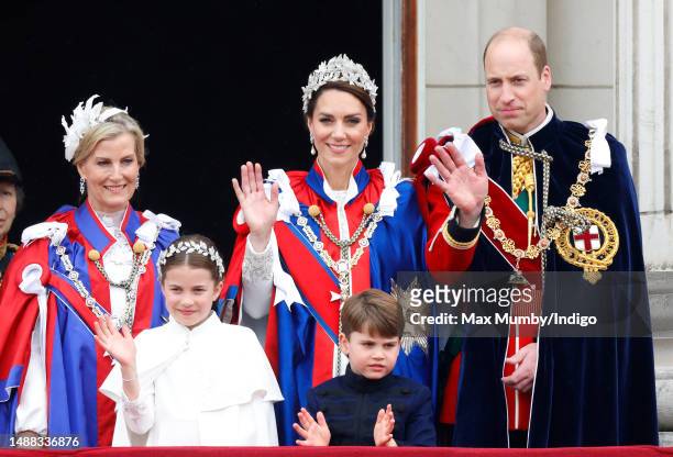 Sophie, Duchess of Edinburgh , Princess Charlotte of Wales, Catherine, Princess of Wales , Prince Louis of Wales and Prince William, Prince of Wales...