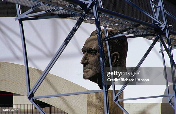 a statue, head only, of a former prime minister and architect of apartheid,  jg strijdom - former apartheid stock pictures, royalty-free photos & images