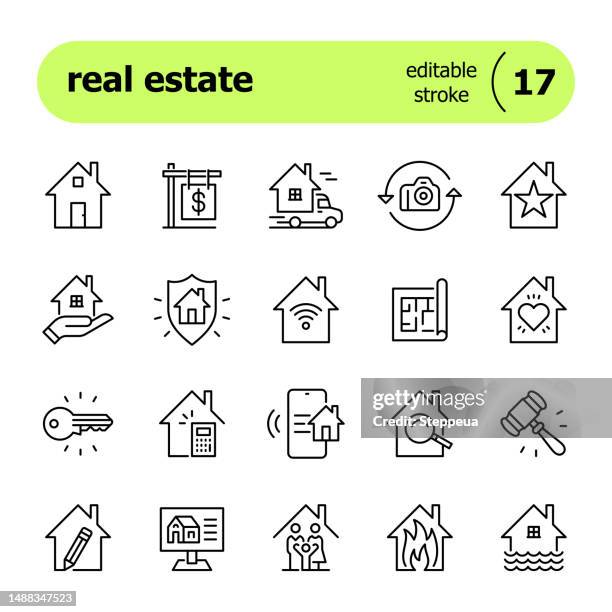 real estate line icons - flood icon stock illustrations