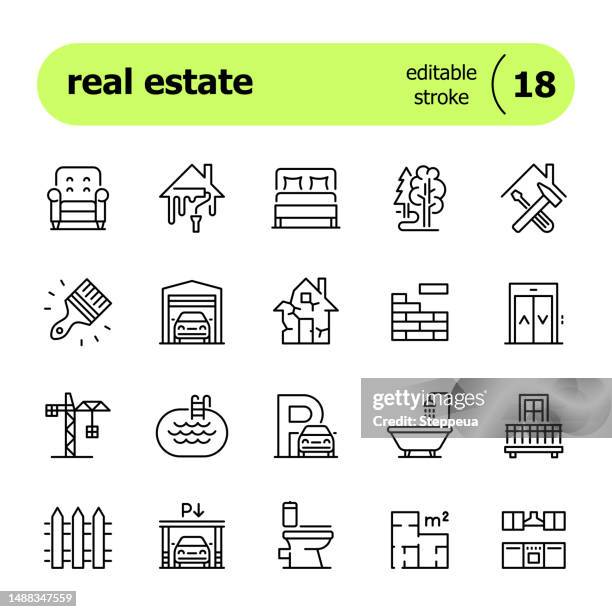 real estate line icons - balcony icon stock illustrations