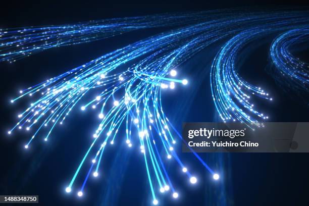 network and data speed - fiber optics stock-fotos und bilder