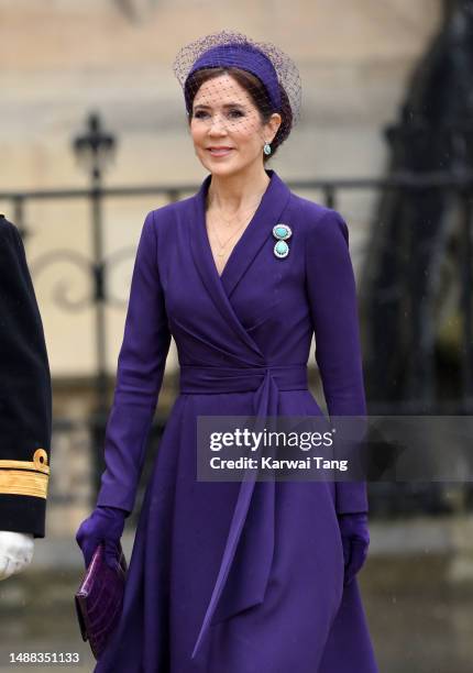 Mary, Crown Princess of Denmark arrives at Westminster Abbey for the Coronation of King Charles III and Queen Camilla on May 06, 2023 in London,...