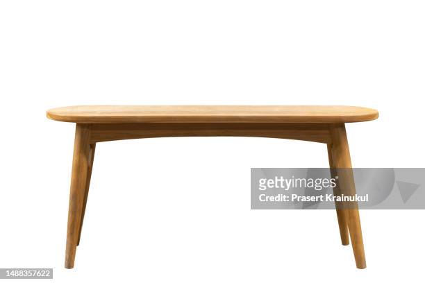 long wooden chair. clipping path - legs on the table foto e immagini stock
