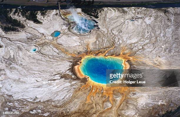 aerial view of grand prismatic spring. - yellowstone national park bildbanksfoton och bilder