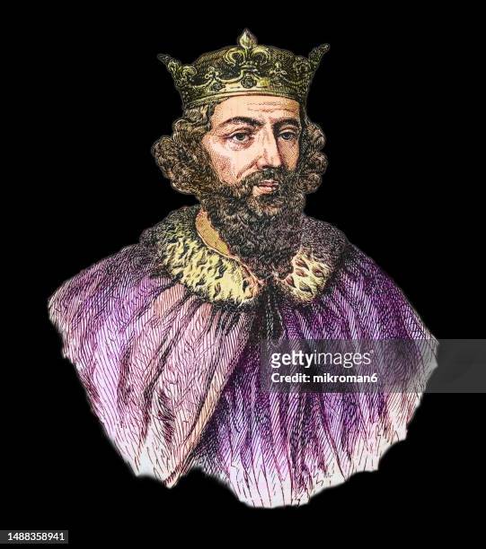 portrait of king alfred the great ( king of the west saxons and  anglo-saxons) - prince alfred of great britain fotografías e imágenes de stock