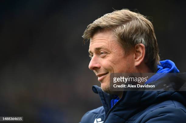 Jon Dahl Tomasson, Manager of Blackburn Rovers, looks on prior to the Sky Bet Championship between Millwall and Blackburn Rovers at The Den on May...