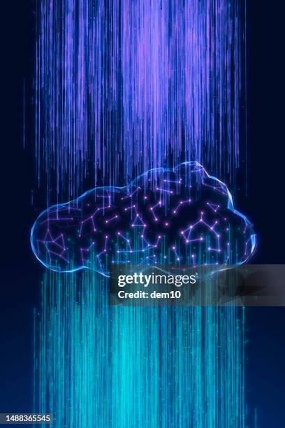 stockillustraties, clipart, cartoons en iconen met cloud storage - artificieel neuraal netwerk