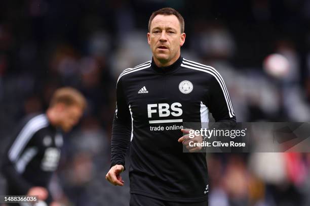 John Terry, First Team Coach of Leicester City, looks on prior to the Premier League match between Fulham FC and Leicester City at Craven Cottage on...