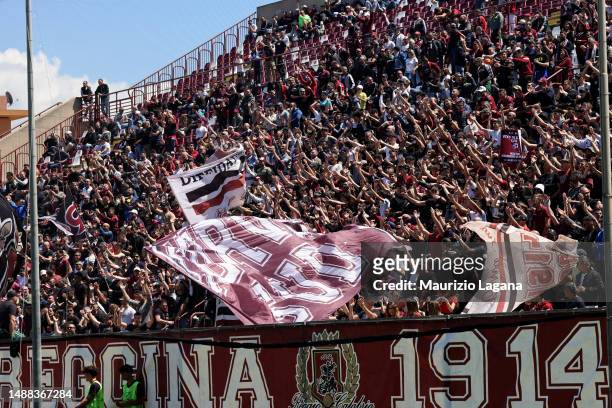 Supporters of Reggina during Serie B match played beetween Reggina 1914 and Como 1907 at Stadio Oreste Granillo on May 06, 2023 in Reggio Calabria,...