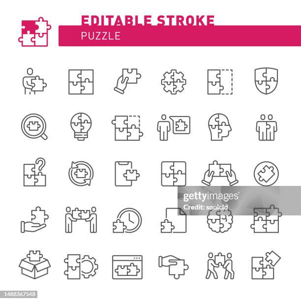 bildbanksillustrationer, clip art samt tecknat material och ikoner med puzzle icons - pusselbit