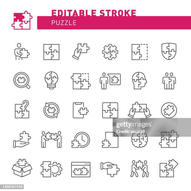 puzzle icons - jigsaw puzzle stock illustrations