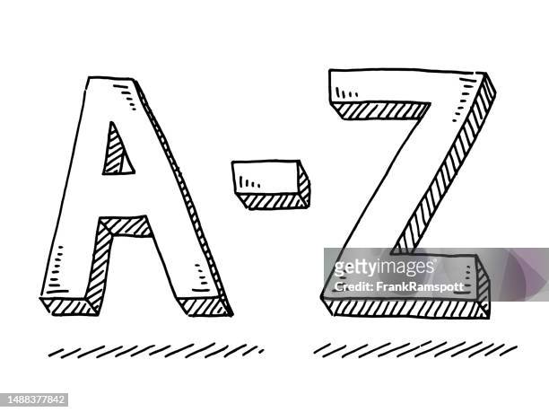 a-z text drawing - alphabetical order stock illustrations