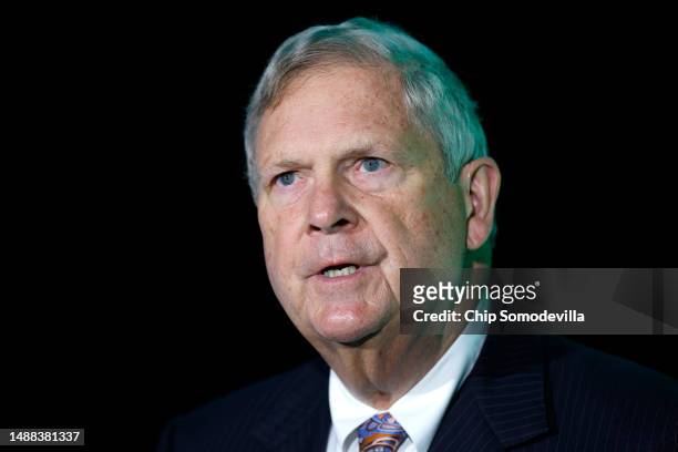 Agriculture Secretary Tom Vilsack addresses the opening session of the Agriculture Innovation Mission for Climate Summit at the JW Marriott on May...