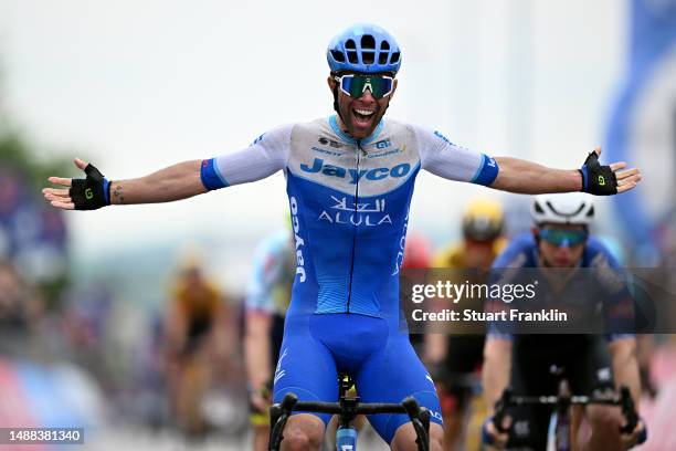Michael Matthews of Australia and Team Jayco AlUla celebrates at finish line as stage winner during the 106th Giro d'Italia 2023, Stage 3 a 213km...