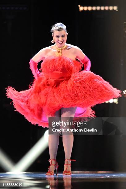 Mimicat, representative for Portugal, performs during the first dress rehearsal for Semi Final 1 of the Eurovision Song Contest 2023 at M&S Bank...