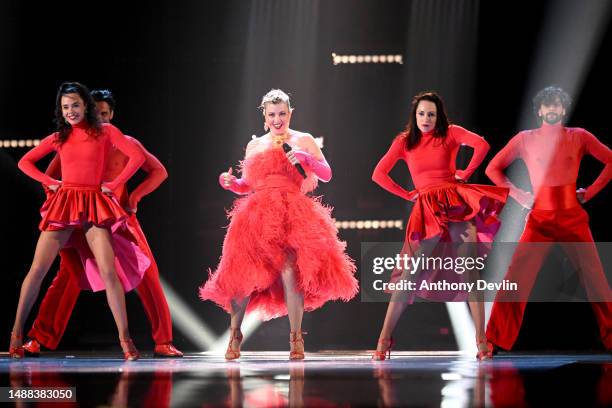 Mimicat, representative for Portugal, performs during the first dress rehearsal for Semi Final 1 of the Eurovision Song Contest 2023 at M&S Bank...