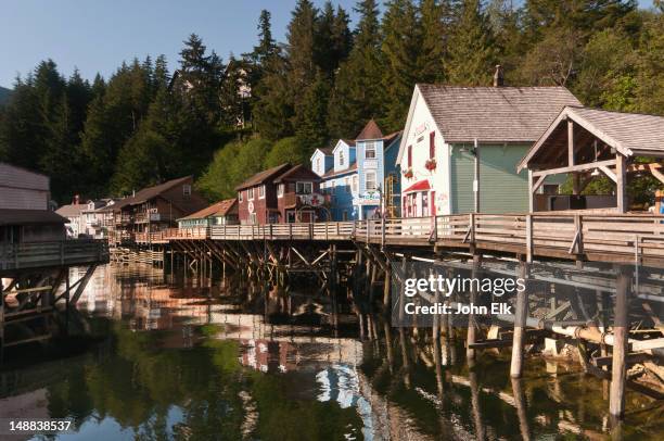 creek street on ketchikan creek. - ketchikan stock pictures, royalty-free photos & images