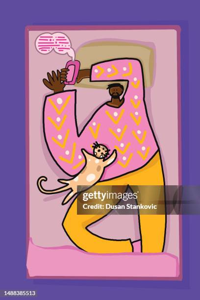 me, my cat and my girlfriend on the phone - call me stock illustrations