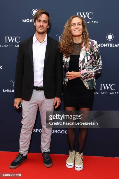 Laureus World Action Sportsperson of the year 2023 nominee Justine Dupont and guest arrive at the 2023 Laureus World Sport Awards Paris red carpet...