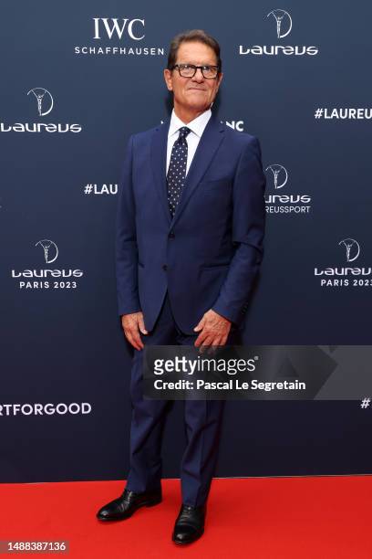 Laureus Ambassador Fabio Capello arrives at the 2023 Laureus World Sport Awards Paris red carpet arrivals at Cour Vendome on May 08, 2023 in Paris,...