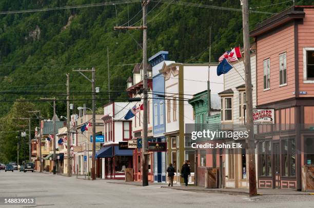 historic false-front buildings. - skagway alaska stock pictures, royalty-free photos & images