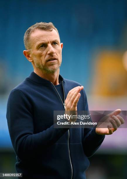 Gary Rowett, Manager of Millwall, applauds the fans following the team's loss and failing to gain a play off place after the Sky Bet Championship...