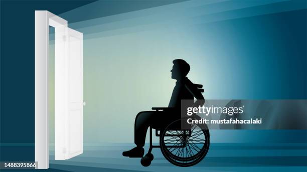 herausforderungen des lebens mit behinderung - rollstuhl stock-grafiken, -clipart, -cartoons und -symbole