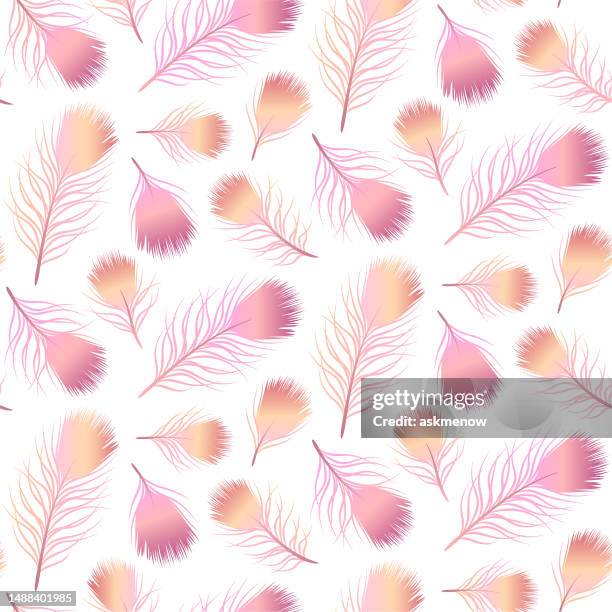 bildbanksillustrationer, clip art samt tecknat material och ikoner med pattern with pink feathers - dun