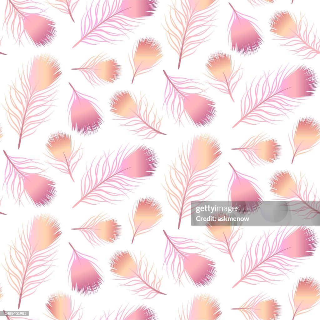 Pattern with pink feathers