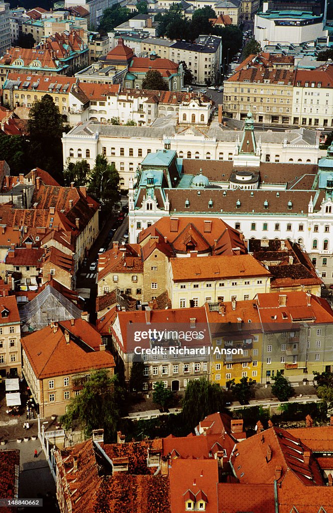 Overhead of city from Ljubljana Castle.