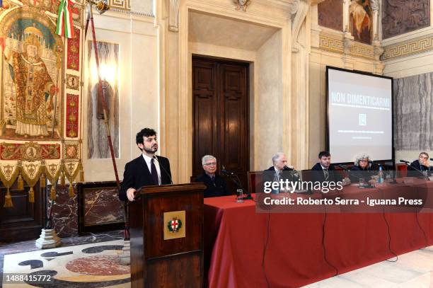 Tommaso Sacchi Assessor for Culture of Milan unveils the project of the monument "Don't Forgot Me" by Italian artist Ferruccio Ascari dedicated to...