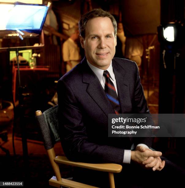 American businessman and CEO of The Walt Disney Company Michael Eisner smiles as he sits in his chair in Los Angeles, California, circa 1985.