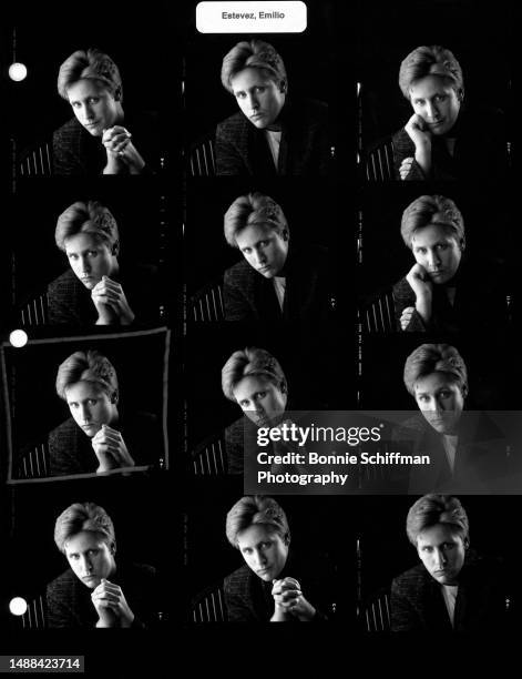 American actor Emilio Estevez clasps his hands together in these twelve images in Los Angeles, California, circa 1994.