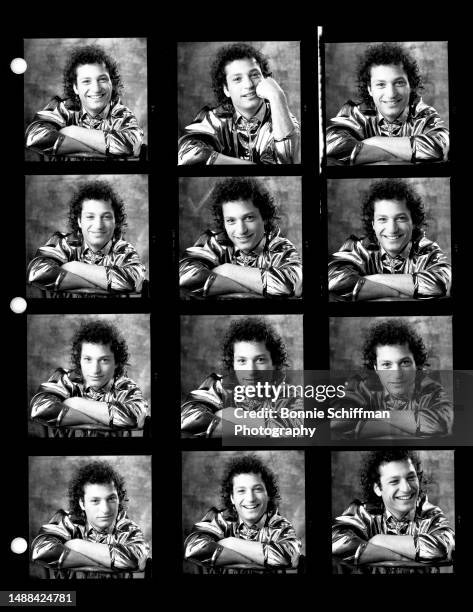 Canadian comedian Howie Mandel smiles and crosses his arms in these twelve images in Los Angeles, California, circa 1986.