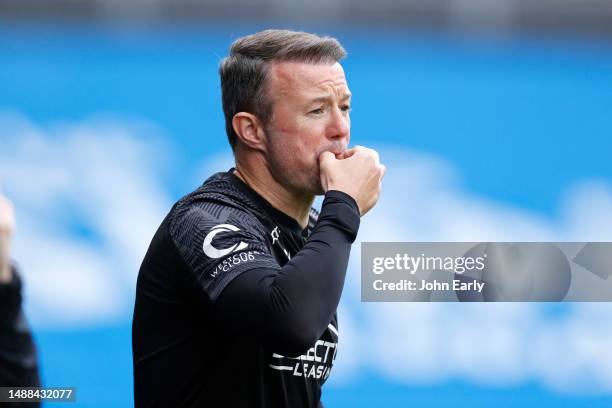 Noel Hunt the Head Coach of Reading during the Sky Bet Championship between Huddersfield Town and Reading at John Smith's Stadium on May 08, 2023 in...