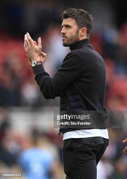 Middlesbrough Head Coach Michael Carrick applauds the fans after the Sky Bet Championship between Middlesbrough and Coventry City at Riverside...