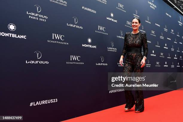 Kirsty Gallacher arrives at the 2023 Laureus World Sport Awards Paris red carpet arrivals at Cour Vendome on May 08, 2023 in Paris, France.