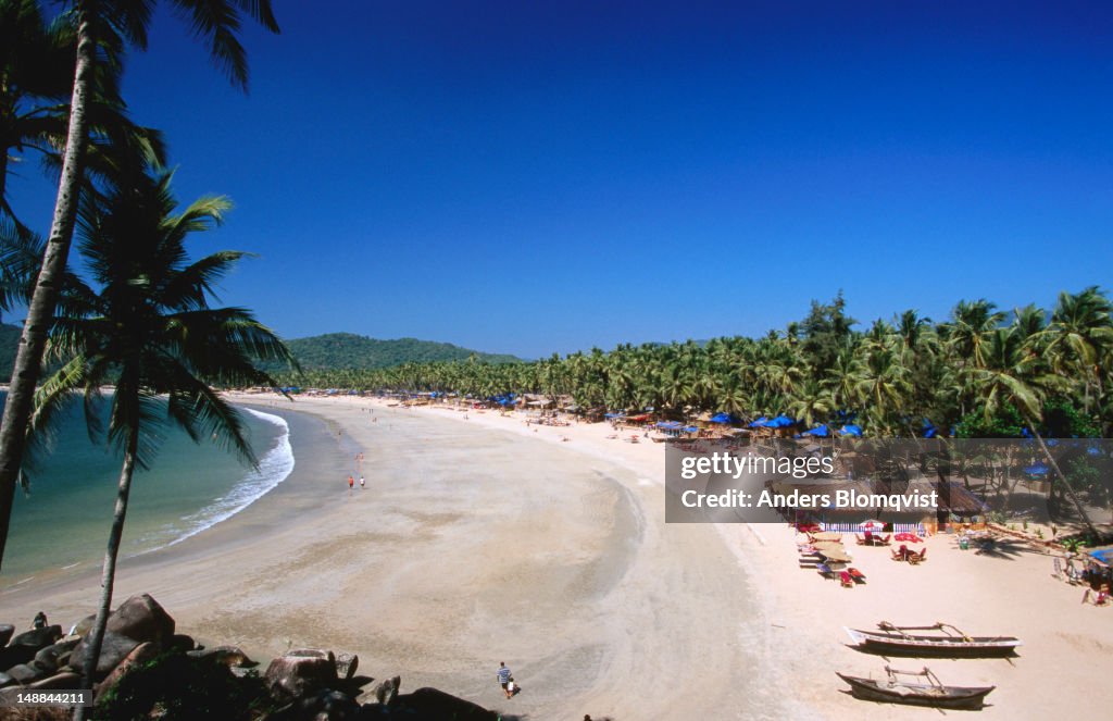 Overview of Palolem Beach in South Goa.