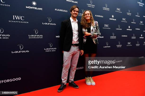 Laureus World Action Sportsperson of the year 2023 nominee Justine Dupont and guest arrive at the 2023 Laureus World Sport Awards Paris red carpet...